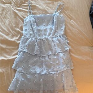 Baby blue Floral Tiered Dress